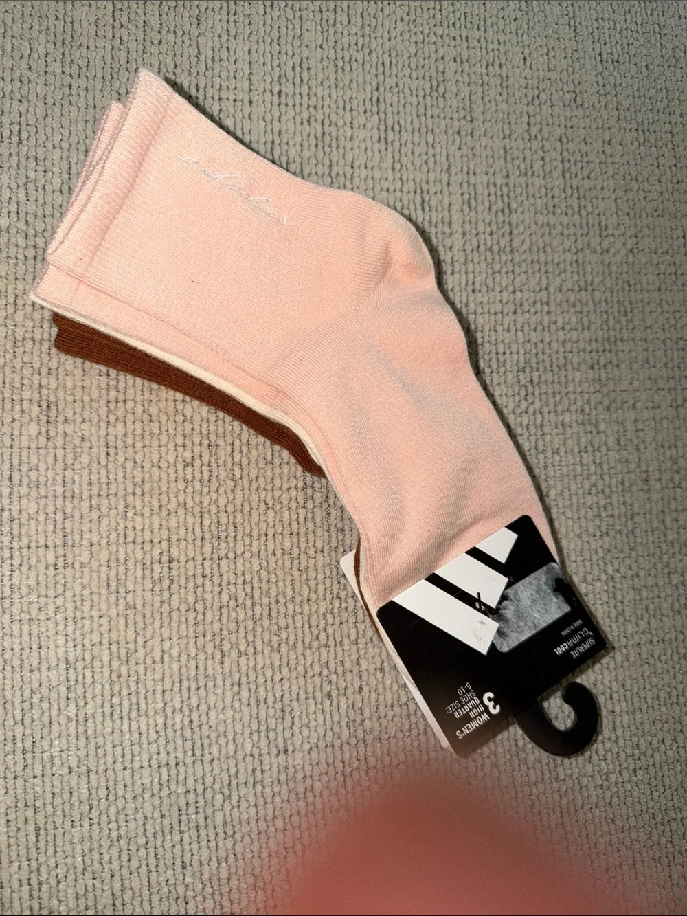 adidas 3-Pack Crew Socks in Pink, Brown, Cream